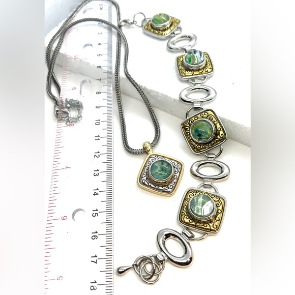 Set Necklace snap 12mm and bracelet with 4x12mm Handmade snaps gold &silver - Picture 5 of 8